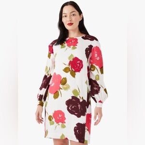 Kate Spade Red and Brown Floral Long Sleeve Dress